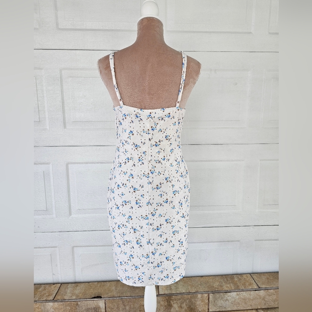Heart & Heels Woman's Blue Floral Eyelet Midi Dress Cottagecore Summer Bow XL - Picture 4 of 12